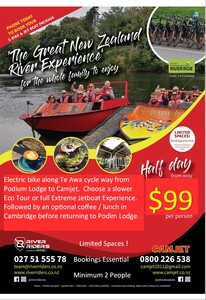 Things to do in camberdge 2 hour jet boat and 15 min e bike $99 per person